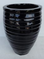 Lapped Water Jar - Shiny Black